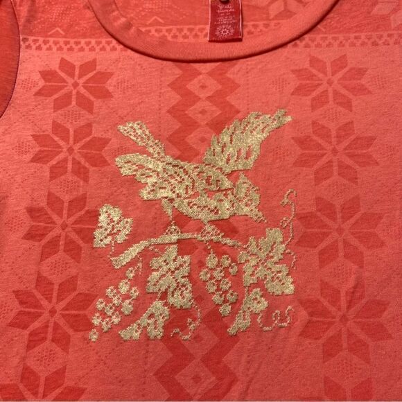 Free People 2 Tone Orange Long Sleeve Geo Design Shirt Size Medium - Picture 6 of 10